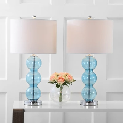 (Set Of 2) 27" Bella Glass Triple Sphere Table Lamp Sky Blue (Includes LED Light Bulb) - JONATHAN Y 1 (Set Of 2) 27" Bella Glass Triple Sphere Table Lamp Sky Blue (Includes LED Light Bulb) - JONATHAN Y