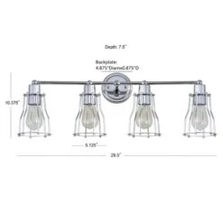 29.5" Metal Evelyn Vanity Wall Light Chrome - JONATHAN Y: ETL Listed, 4-Light Bathroom Fixture -Furniture store GUEST 538f72a0 bb79 4be7 bfcb 009c456eac96