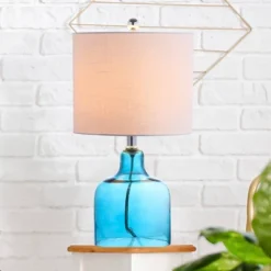 19" Glass Gemma Bell Table Lamp Moroccan (Includes LED Light Bulb) Blue - JONATHAN Y -Furniture store GUEST 554762e3 bc81 40cf b504 d3bb819bf49f
