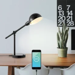 20.25" Curtis Vintage Industrial Iron Adjustable Dome Shade Task Lamp With USB Charging Port (Includes LED Light Bulb) - JONATHAN Y -Furniture store GUEST 56006c0e 9012 4c38 bdc6 7ec02e417cf6