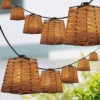 JONATHAN Y Quinn 10' 10-Light Incandescent G40 SQ Bamboo Shaded String Lights: UL Listed, Indoor/Outdoor Use