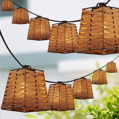 JONATHAN Y Quinn 10' 10-Light Incandescent G40 SQ Bamboo Shaded String Lights: UL Listed, Indoor/Outdoor Use 1 JONATHAN Y Quinn 10' 10-Light Incandescent G40 SQ Bamboo Shaded String Lights: UL Listed, Indoor/Outdoor Use