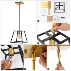 9.25" 1-Light Girard Farmhouse Industrial Iron LED Pendant Black/Brass Gold - JONATHAN Y -Furniture store GUEST 5b9a7292 d95c 4699 b680 63846763f847