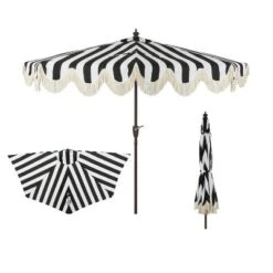JONATHAN Y Beverly 9 Ft. Designer Classic Scalloped Fringe Half Market Patio Umbrella With Crank, Push Button Tilt And UV Protection -Furniture store GUEST 5ba91eef 899d 4c4d 8048 55805c5daf88