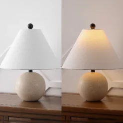 JONATHAN Y Liza Modern Minimalist Travertine Globe LED Table Lamp -Furniture store GUEST 5bd13b83 ff81 49c3 bd9d 8c188e846f23