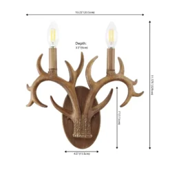 JONATHAN Y Oakley 13.25" 2-Light Southwestern Bohemian Resin/Iron Faux Antler LED Sconce: Rustic Decor, UL Listed, 2700K Warm Light -Furniture store GUEST 5c1708d4 7909 4459 8679 f795dfdea352
