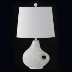 24" Charlotte Minimalist Designer Iron/Resin Oval Shade Table Lamp (Includes LED Light Bulb) White Terrazzo - JONATHAN Y -Furniture store GUEST 5c6af5d5 e981 406a 949f 52fc826234e8
