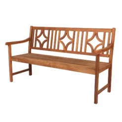 Sloane 3-Seat Ogee Diamond-Back Acacia Wood Outdoor Garden Patio Bench - JONATHAN Y -Furniture store GUEST 5d6bac2d 8041 43e4 b745 636443cb42ad