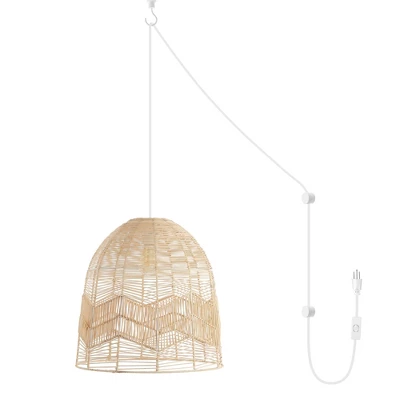 17.5" 1-Light Sofia Farmhouse Coastal Rattan LED Pendant Brown - JONATHAN Y 12 17.5" 1-Light Sofia Farmhouse Coastal Rattan LED Pendant Brown - JONATHAN Y - Image 12