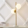28" 2-Light Amelie Coastal Vintage Iron LED Table Lamp Brass Gold/White (Includes LED Light Bulb) - JONATHAN Y