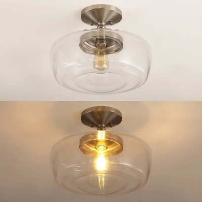 14" Marfa Glass/Iron Farmhouse Modern LED Flush Mount - JONATHAN Y 10 14" Marfa Glass/Iron Farmhouse Modern LED Flush Mount - JONATHAN Y - Image 10