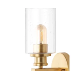 16.5" LED 2-Light Jules Edison Cylinder Iron/Seeded Glass Contemporary Wall Light Brass Gold - JONATHAN Y -Furniture store GUEST 607e572b 8dcf 4e89 991f f35a24f608b8