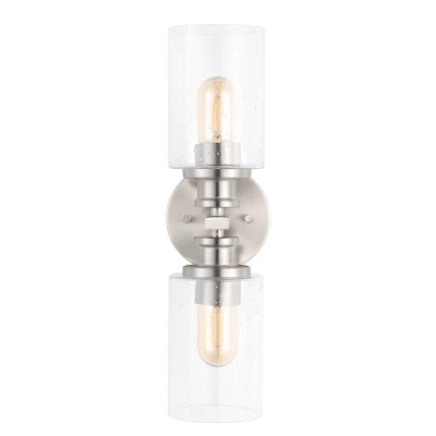 JONATHAN Y Jules Edison Cylinder 2-Light Iron/Seeded Glass Farmhouse Contemporary LED Wall Sconce 5 JONATHAN Y Jules Edison Cylinder 2-Light Iron/Seeded Glass Farmhouse Contemporary LED Wall Sconce - Image 5