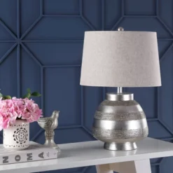 24" Ziggy Resin Table Lamp (Includes LED Light Bulb) Silver - JONATHAN Y -Furniture store GUEST 64daf102 366b 4495 89b1 60cd85b1eefe