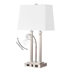 JONATHAN Y Blaire 23.75" 2-Light Metal Table Lamp With USB Charging Port Adjustable Light (Includes LED Light Bulb) -Furniture store GUEST 65b9bf5b 59f3 40ef a0bd 984cdfa5fade