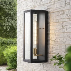 JONATHAN Y Berlin 20" Modern Industrial Indoor/Outdoor Rectangular Iron/Glass LED Outdoor Lantern -Furniture store GUEST 6644afeb 9cbe 4277 8621 3036d9f45c02