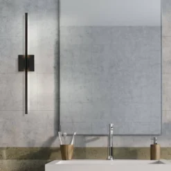 28" LED Makena Dimmable Metal Wall Sconce Black - JONATHAN Y: Modern Vanity Fixture, ETL Listed, No Shade -Furniture store GUEST 681c346d 9e2e 4d3a 9ee9 5137f20ab590