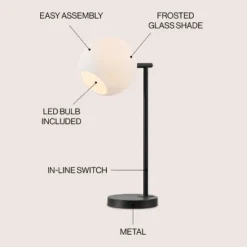 JONATHAN Y Charles 20.5" Contemporary Modern Metal/Marble LED Table Lamp