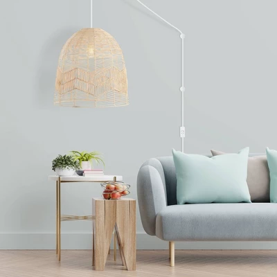 17.5" 1-Light Sofia Farmhouse Coastal Rattan LED Pendant Brown - JONATHAN Y 6 17.5" 1-Light Sofia Farmhouse Coastal Rattan LED Pendant Brown - JONATHAN Y - Image 6