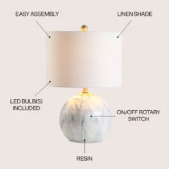 JONATHAN Y Luna Faux Marble Resin LED Table Lamp