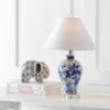 21.5" Ceramic And Crystal Song Chinoiserie Floral Table Lamp (Includes LED Light Bulb) Blue And White - Jonathan Y