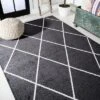 Cole Minimalist Diamond Trellis Round Area Rug - JONATHAN Y