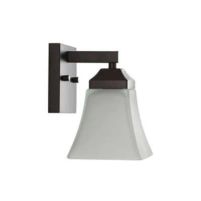 JONATHAN Y Staunton 1-Light Iron/Glass Modern Cottage LED Vanity Light 4 JONATHAN Y Staunton 1-Light Iron/Glass Modern Cottage LED Vanity Light - Image 4