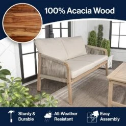 Arwen Modern Bohemian Roped Acacia Wood Outdoor Loveseat With Cushions - JONATHAN Y 13 Arwen Modern Bohemian Roped Acacia Wood Outdoor Loveseat With Cushions - JONATHAN Y -Furniture store GUEST 6b8daa29 4ec7 4e03 a301 e01bd0d1e534