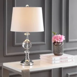 25.5" Crystal/Metal Channing Table Lamp (Includes LED Light Bulb) Clear - JONATHAN Y