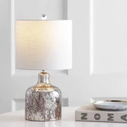 19" Glass Gemma Bell Table Lamp (Includes LED Light Bulb) Chrome - JONATHAN Y