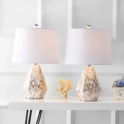 21" (Set Of 2) Isabella Seashell Table Lamp (Includes LED Light Bulb) Natural - JONATHAN Y