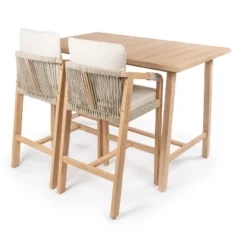 JONATHAN Y Porto Modern Coastal 3-Piece Acacia Wood Outdoor Bar Set With Cushions -Furniture store GUEST 6facaf83 78d0 4a53 a4cd a9a037113edd