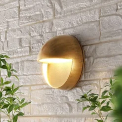 6.25" Orbe Outdoor Metal/Glass Integrated LED Wall Sconce Antique Gold - JONATHAN Y: ETL Listed, Modern Design, Hardwired -Furniture store GUEST 702c3b8d a65e 4ec6 86aa 47a69b788330