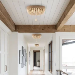 14" LED 2-Light Justina Wood Bead Iron Pendant Taupe/Chrome - JONATHAN Y -Furniture store GUEST 7147aeff 19c3 4476 a699 4c87c00490d4