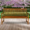 Laurel 3-Seat Slat-Back Acacia Wood Outdoor Garden Patio Bench - JONATHAN Y