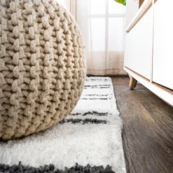 Petra Stripe Geometric Shag Area Rug - JONATHAN Y -Furniture store GUEST 7438eef6 ba04 4b69 91e6 66b4ba72379c