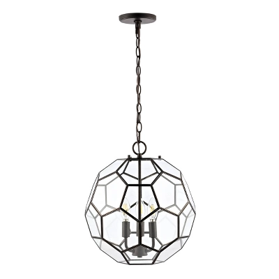 13.5" 3-Light Bee Modern Farmhouse Iron/Glass LED Pendant Oil Rubbed Bronze/Clear - JONATHAN Y 7 13.5" 3-Light Bee Modern Farmhouse Iron/Glass LED Pendant Oil Rubbed Bronze/Clear - JONATHAN Y - Image 7