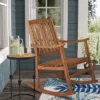 Penny Classic Slat-Back Acacia Wood Patio Outdoor Rocking Chair - JONATHAN Y