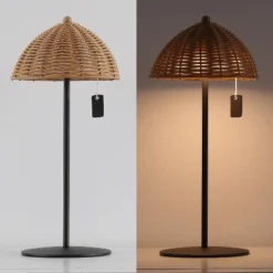 JONATHAN Y Tilly Modern Coastal Indoor/Outdoor Wicker Shade Rechargeable/Cordless Dimmable Integrated LED Table Lamp -Furniture store GUEST 75b18276 28c5 47ef 8aa0 fe066ed6aa3d