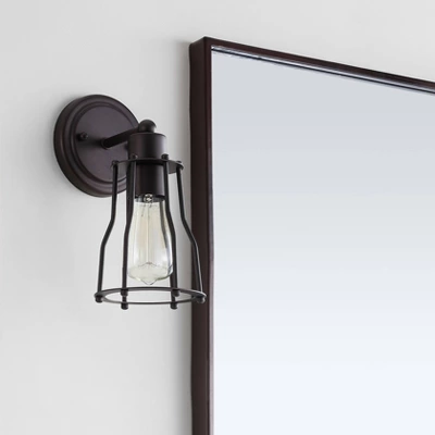 5.13" Metal Evelyn Vanity Wall Light Black - JONATHAN Y: Industrial Edison Bulb Bath Sconce 2 5.13" Metal Evelyn Vanity Wall Light Black - JONATHAN Y: Industrial Edison Bulb Bath Sconce - Image 2