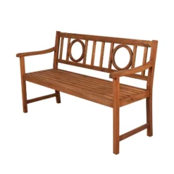 Apollo 3-Seat Circle-Back Acacia Wood Outdoor Garden Patio Bench - JONATHAN Y -Furniture store GUEST 78fce7cf ae9f 4584 8a4d 8dba966521ba