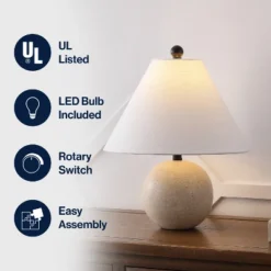 JONATHAN Y Liza Modern Minimalist Travertine Globe LED Table Lamp -Furniture store GUEST 7944176c c984 4891 9905 65a53ef5f2ba