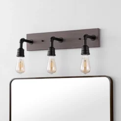 22.13" 3-Light Corbett Rustic Farmhouse Iron LED Vanity Oil Rubbed Bronze/Brown Wood Finish - JONATHAN Y 15 22.13" 3-Light Corbett Rustic Farmhouse Iron LED Vanity Oil Rubbed Bronze/Brown Wood Finish - JONATHAN Y -Furniture store GUEST 79727b81 5011 4d28 ac9d 615ff37ef32e