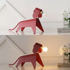 10" Rover Modern Industrial Iron Canine Kids' Lamp (Includes LED Light Bulb) Red - JONATHAN Y -Furniture store GUEST 7a4fd06b 0971 4c8f 9b22 43d2c72751ee