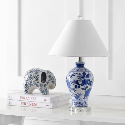 21.5" Ceramic And Crystal Song Chinoiserie Floral Table Lamp (Includes LED Light Bulb) Blue And White - Jonathan Y 2 21.5" Ceramic And Crystal Song Chinoiserie Floral Table Lamp (Includes LED Light Bulb) Blue And White - Jonathan Y - Image 2