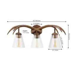 JONATHAN Y Wyatt 25.5" 3-Light Southwestern Resin/Seeded Glass Faux Antler LED Vanity Light: UL Listed, Includes Mounting Hardware -Furniture store GUEST 7ac98068 c3a9 420e 8fbe a0b876092089