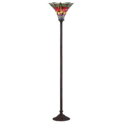 71" Dragonfly Tiffany Style Torchiere Floor Lamp (Includes Energy Efficient Light Bulb) - JONATHAN Y 5 71" Dragonfly Tiffany Style Torchiere Floor Lamp (Includes Energy Efficient Light Bulb) - JONATHAN Y - Image 5
