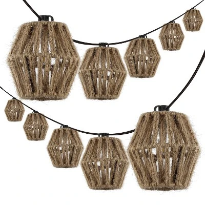 JONATHAN Y Samara 10' 10-Light Incandescent C7 Hemp Rope Shaded String Lights: UL Listed, Indoor/Outdoor Use 5 JONATHAN Y Samara 10' 10-Light Incandescent C7 Hemp Rope Shaded String Lights: UL Listed, Indoor/Outdoor Use - Image 5