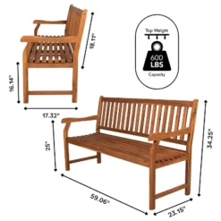 Laurel 3-Seat Slat-Back Acacia Wood Outdoor Garden Patio Bench - JONATHAN Y -Furniture store GUEST 7c221097 f3e5 4207 9168 403189e4c0c6