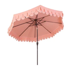 JONATHAN Y Tracy 9 Ft. Classic MidCentury Scalloped Fringe Market Patio Umbrella With Auto-Tilt, Crank, Wind Vent And UV Protection -Furniture store GUEST 7cc9f923 028c 4e8b a3b3 eb31fac9d18f